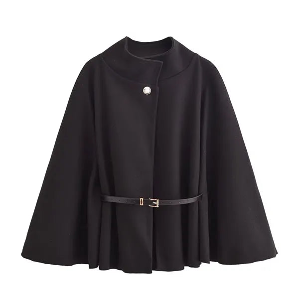 🔥SALE 60% OFF🔥 Women's Winter Fashion Casual Solid Color Waist Strap Cloak Jacket