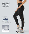 UltraSculptTM Cool Quick Dry SoCinched High Waisted Tummy Control Ventilation Perforated Yoga Leggings with Pockets-UPF50+