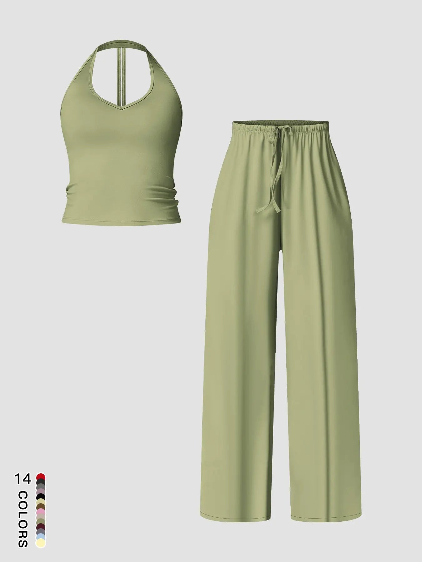 Women's Quick-Dry Sports Tank Top, Casual High-Waisted Bell Bottoms