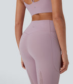 UltraSculptTM Cool Quick Dry SoCinched High Waisted Tummy Control Cut Out Yoga Leggings with Pockets-UPF50+