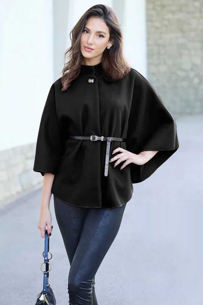 🔥SALE 60% OFF🔥 Women's Winter Fashion Casual Solid Color Waist Strap Cloak Jacket