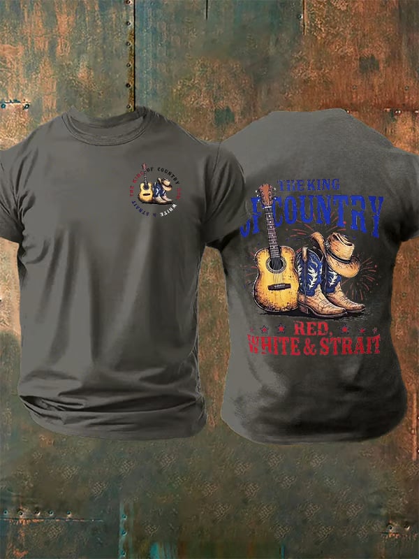 Men's RED WHITE & STRAIT  Print T-Shirt