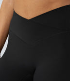 SoftlyZeroTM High Waisted Crossover Contrast Lace Built-in Underwear Yoga Leggings with Pocket-UPF50+