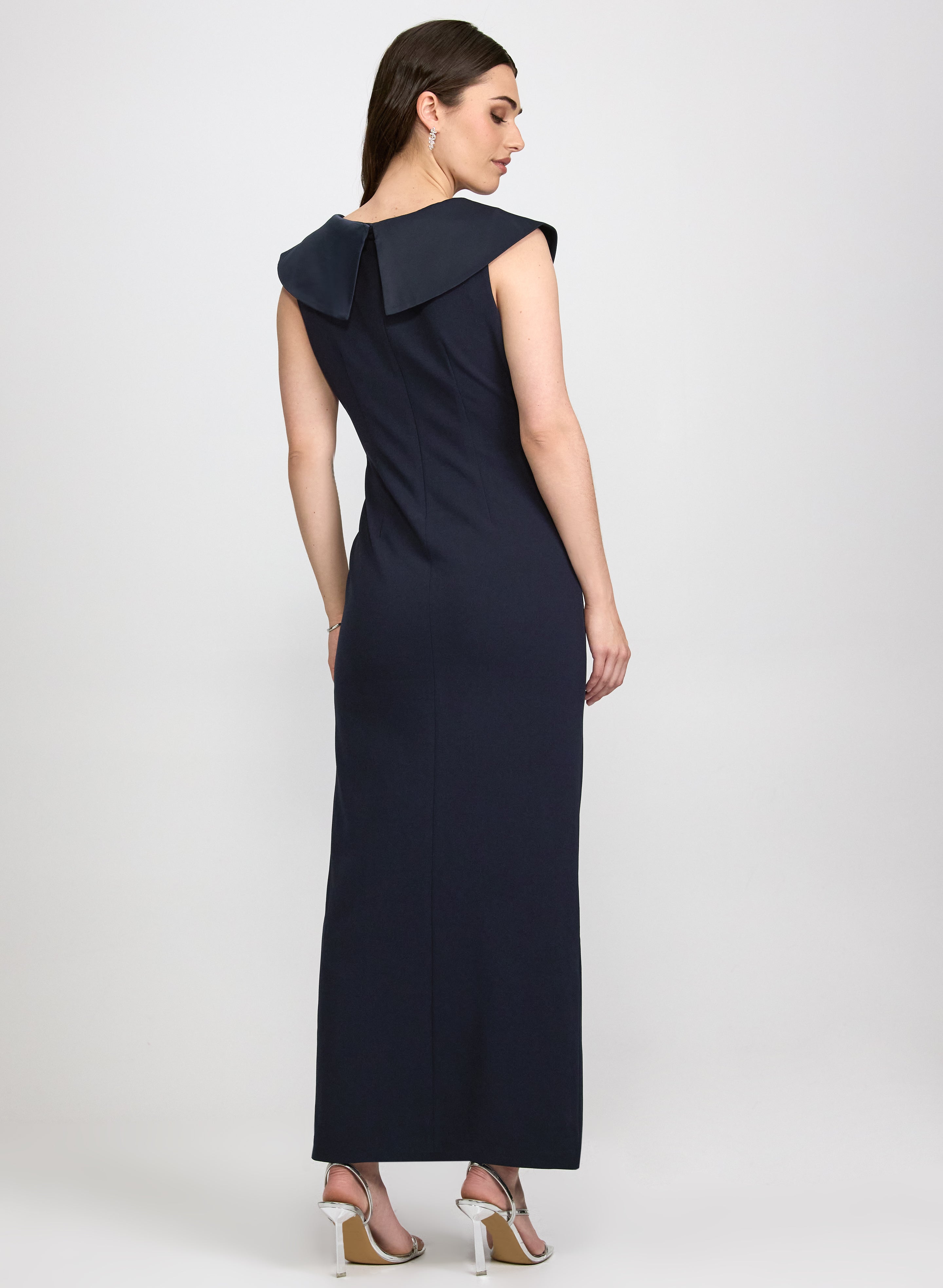 Satin Tuxedo Collar Dress