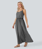 Maxi Flowy Slip Dress with Pockets