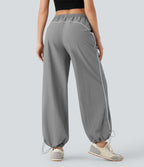 Mid Rise Wide Leg Cool Touch Casual Pants with Pockets