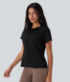 Jacquard Round Neck Raglan Sleeve Yoga Sports Top