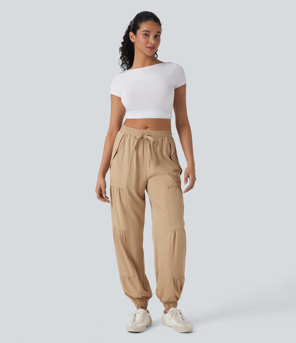 Mid Rise Drawstring Quick Dry Casual Joggers with Pockets