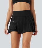 SoftlyZeroTM QuickDry High Waisted Pleated 2-in-1 Pickleball Cargo Skirt with Pockets