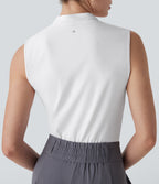 SoftlyZeroTM Airy V Neck Zipper Sleeveless Cool Touch Work Blouse-UPF50+