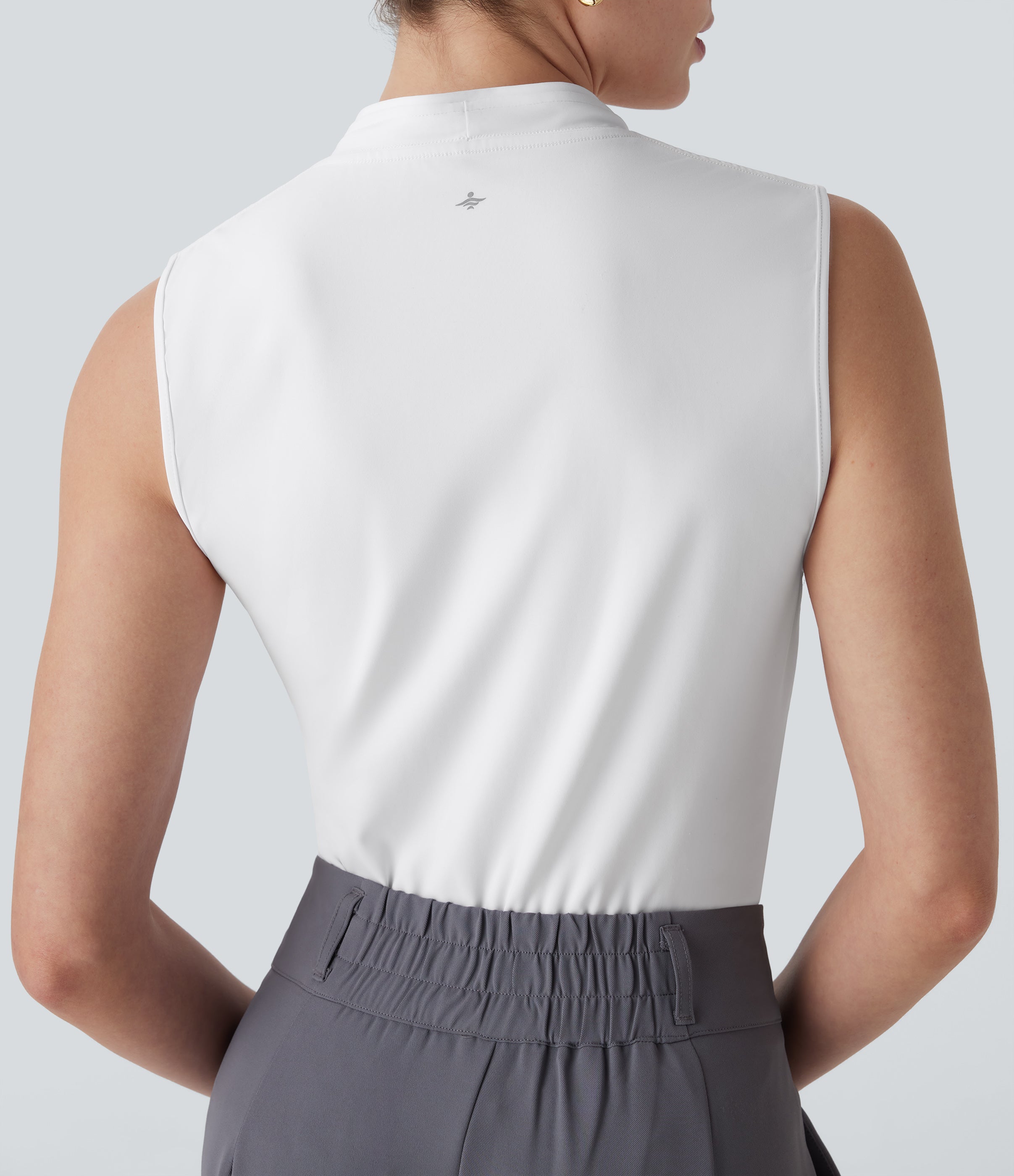 SoftlyZeroTM Airy V Neck Zipper Sleeveless Cool Touch Work Blouse-UPF50+