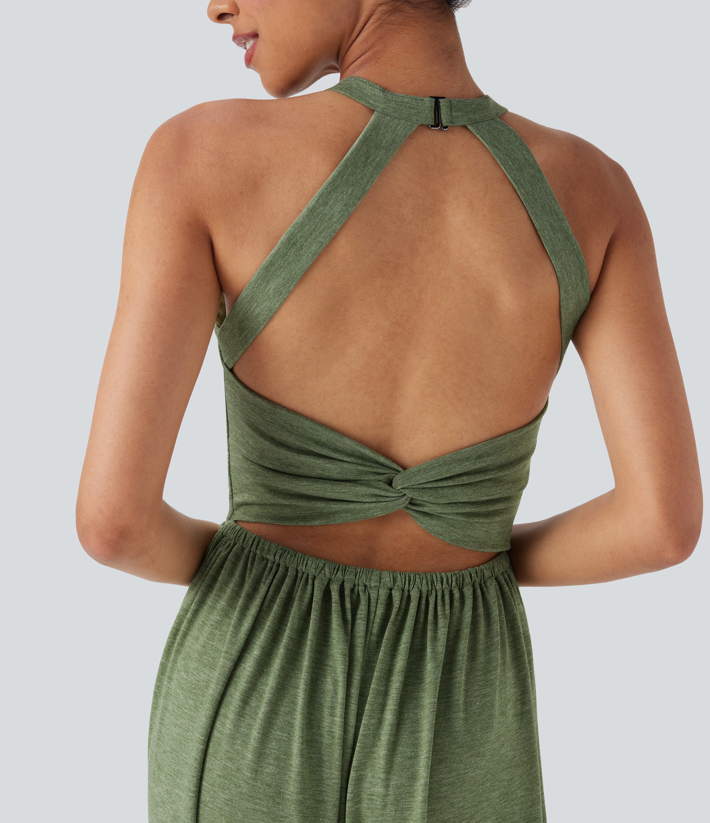 U Neck Harem Casual Jumpsuit with Pockets-Easy Peezy Edition-D/DD/DDD/F Cups