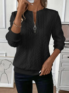 ⏰Black Friday Deals 70% OFF:Texture Half Zip Long Sleeve Sweatshirt