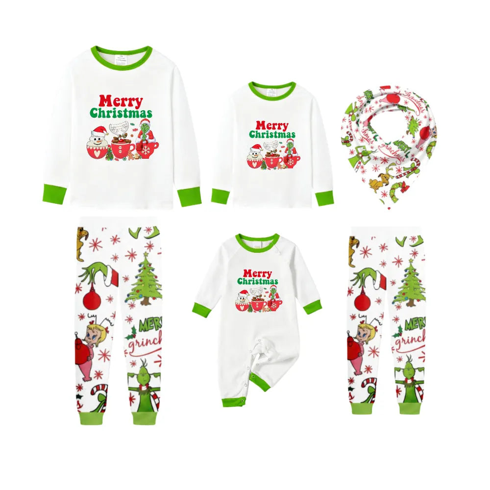 Holiday Family Christmas Pajamas Set With Playful Christmas Character Pattern Print