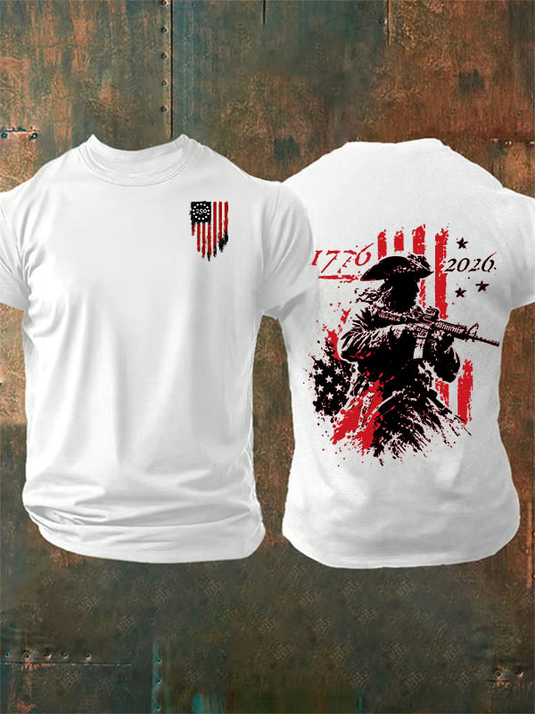 Men's 250th Anniversary Distressed American Flag 2-sided Shirt