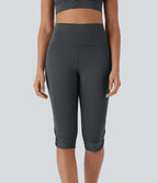 High-Waisted Cut-Out Quick-Dry Yoga Pedal Pusher Leggings with Pocket