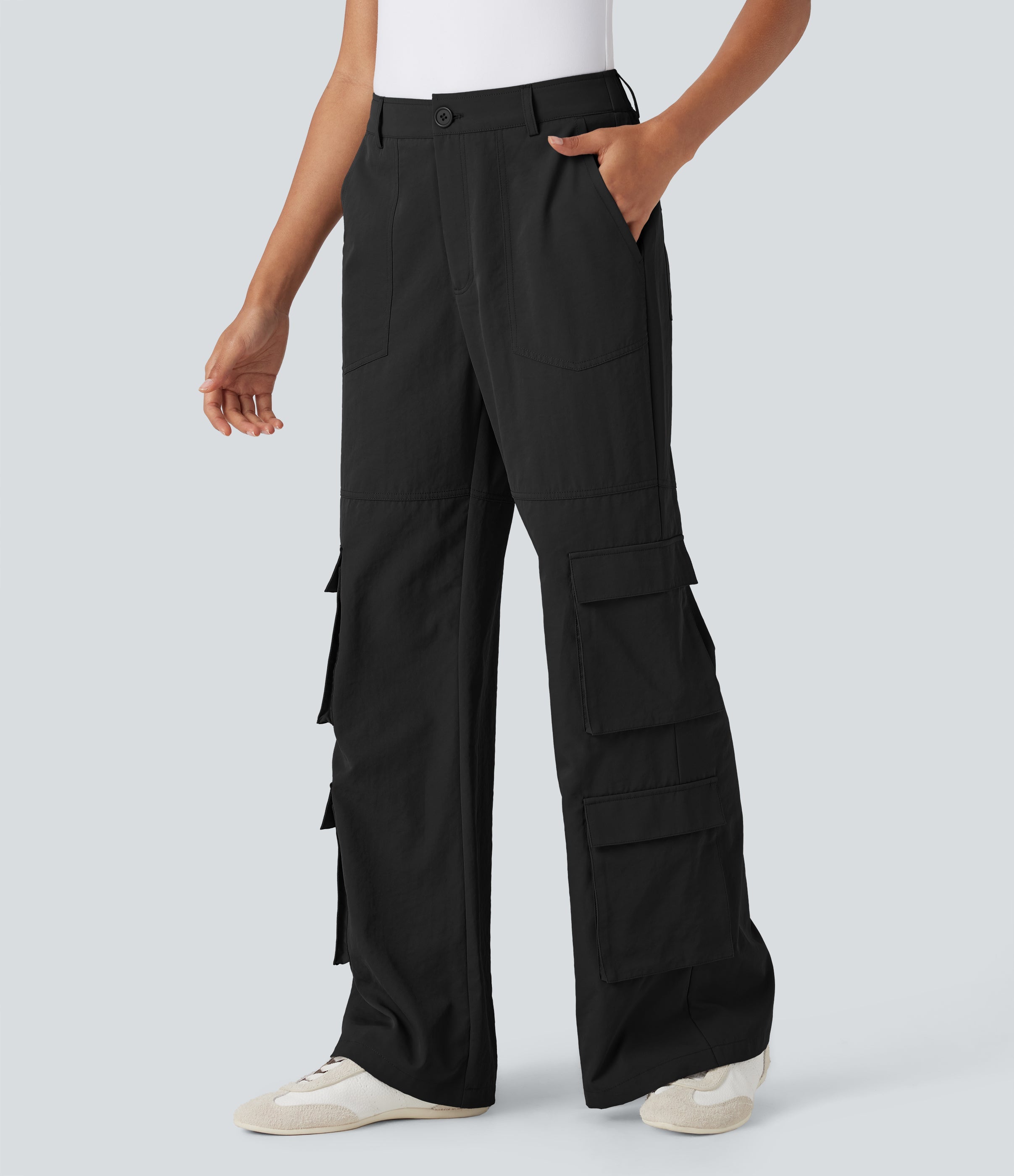 Mid Rise Casual Cargo Pants with Pockets