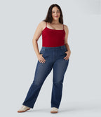 Plus Size FlexTM High Waisted Washed Casual Bootcut Jeans with Pockets