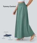 Socinched High Waisted Tummy Control Flare Maxi Casual Skirt with Pockets