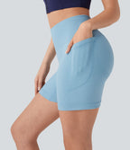 Seamless Flow High Waisted Yoga Biker Shorts 5'' with Pockets