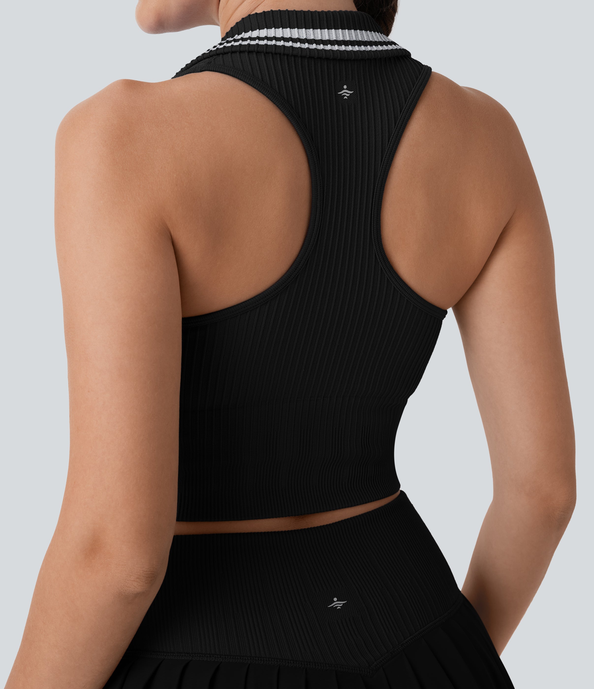 Seamless Flow Racerback Color Block Cropped Tennis Tank Top
