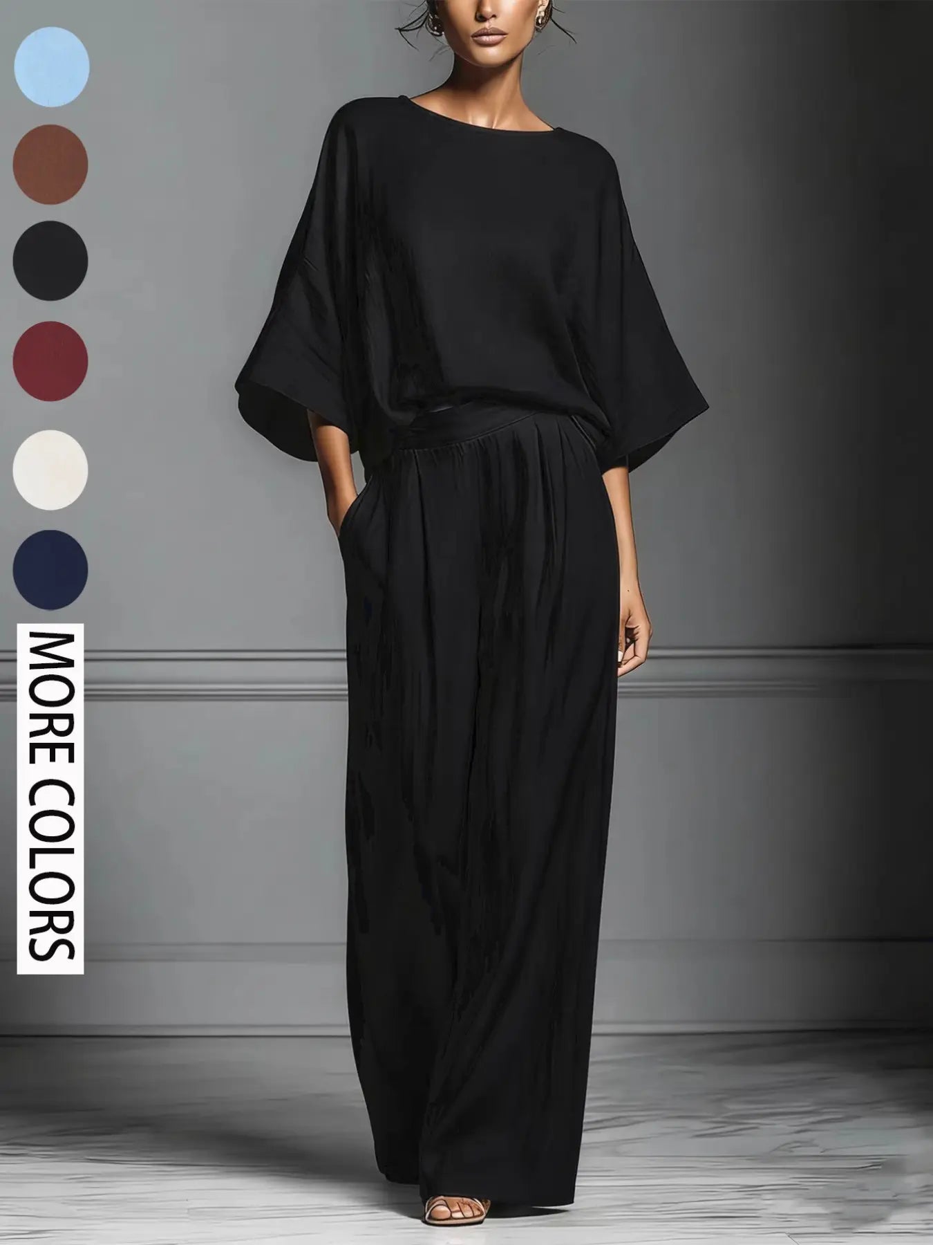 Women's Summer Fashion Elegant Basic Bell Sleeve Set, Casual European and American Style, Trendy Ladies' Clothing for 2026