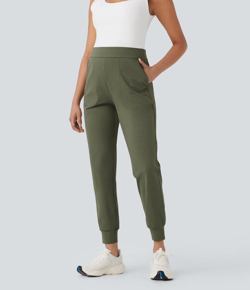 Mid Rise Quick Dry Yoga Maternity Joggers with Pockets