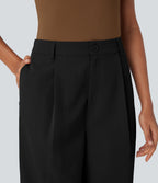 High Waisted Wide Leg Casual Cargo Pants with Pockets