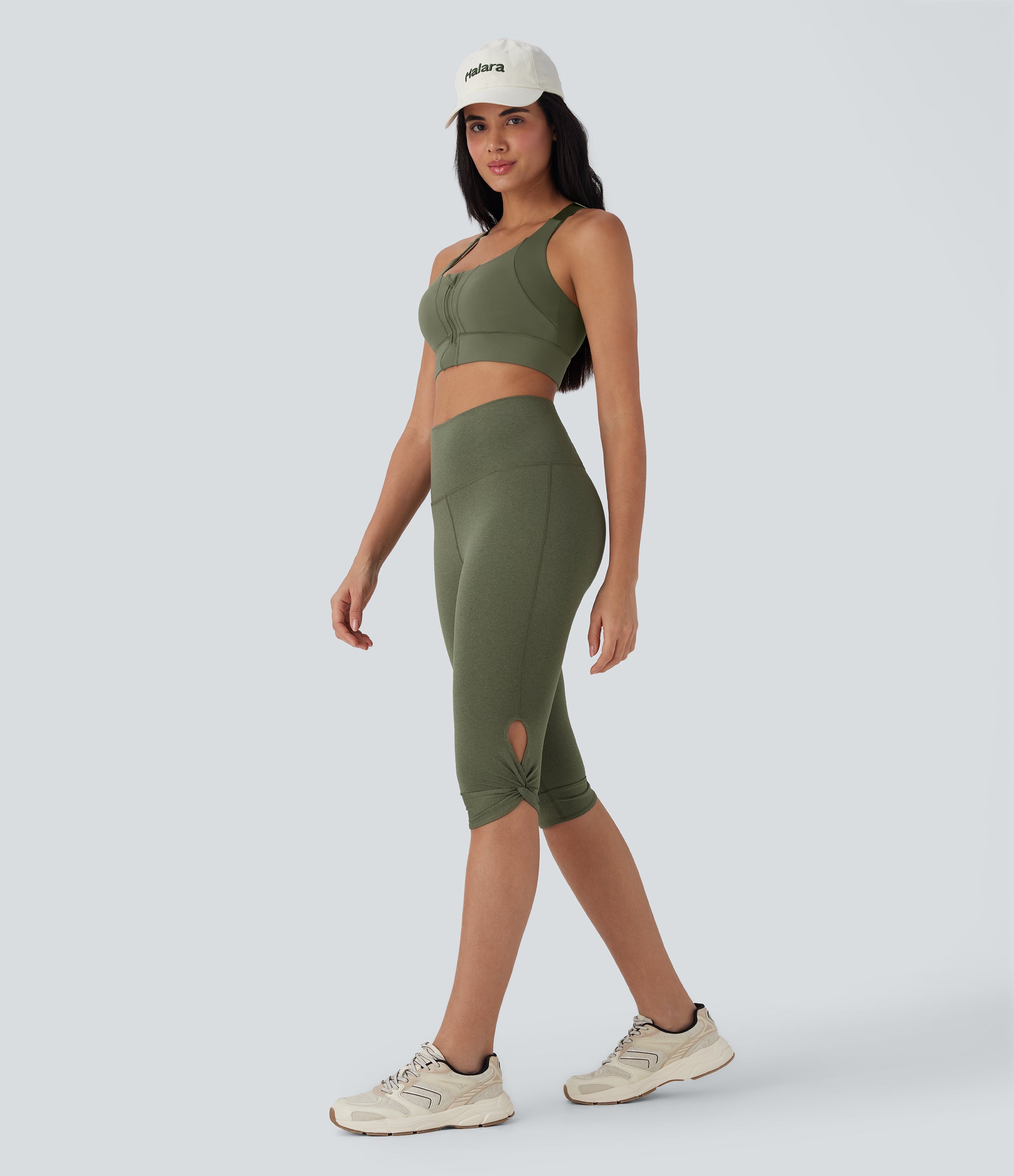 High-Waisted Cut-Out Quick-Dry Yoga Pedal Pusher Leggings with Pocket