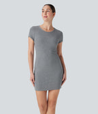 Ribbed Built-in Bra Bodycon Mini Yoga Active Dress