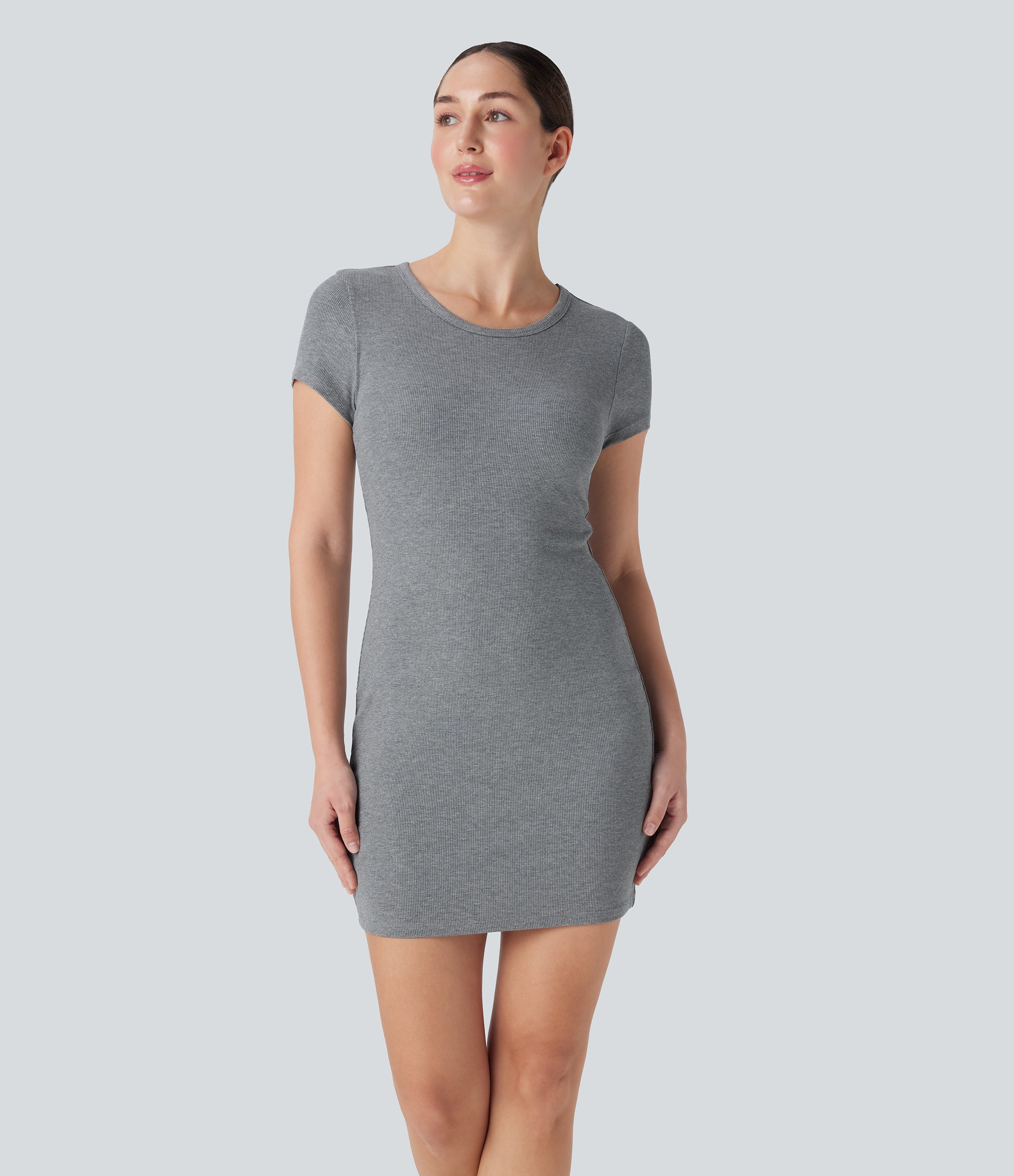 Ribbed Built-in Bra Bodycon Mini Yoga Active Dress