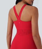 SoftlyZeroTM Contrast Lace 2-Piece Mini Yoga Active Dress with Pocket