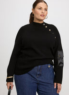 Buttoned Mock Neck Sweater