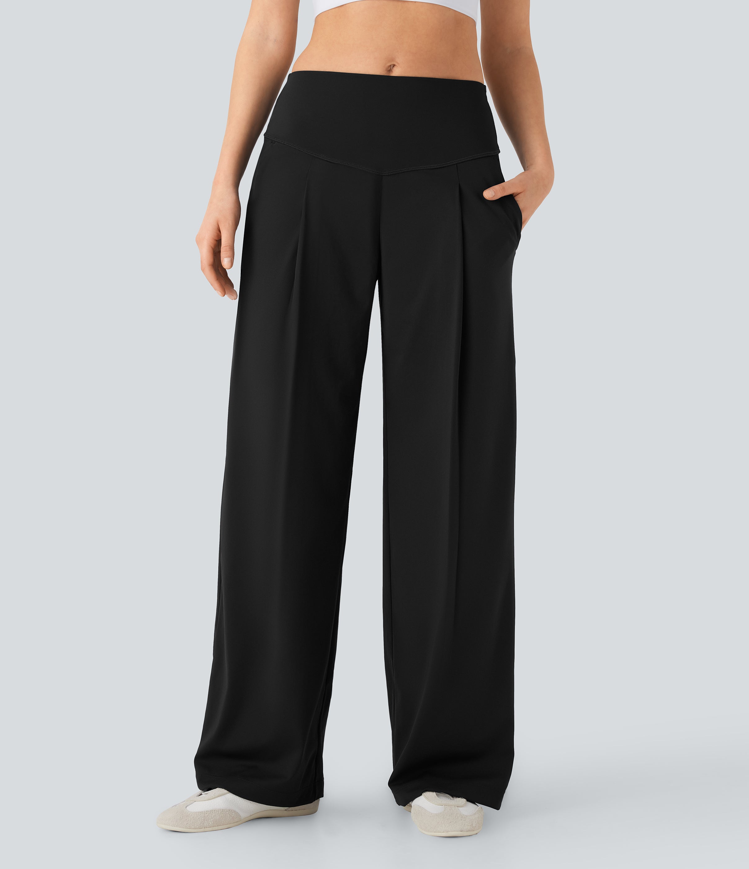 SoftlyZeroTM QuickDry SoCinched High Waisted Tummy Control Yoga Straight Leg Pants with Pockets