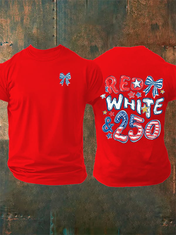 Men's  RED WHITE &250  Print  T-Shirt