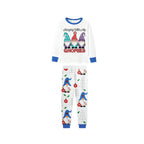 Family Holiday Christmas Blue Sleepwear Set with Christmas Gnome Print