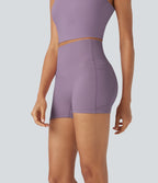 UltraSculptTM Cool Quick Dry SoCinched High Waisted Tummy Control Shaping Yoga Biker Shorts 3'' with Pockets-UPF50+