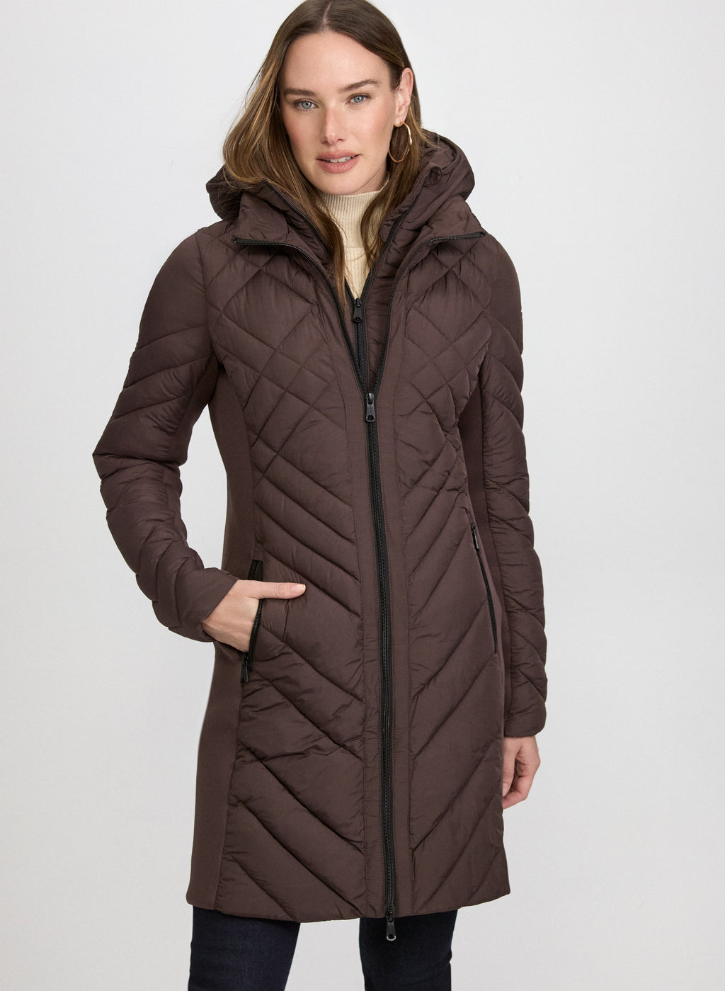 Bernardo - Quilted Scuba Detail Coat