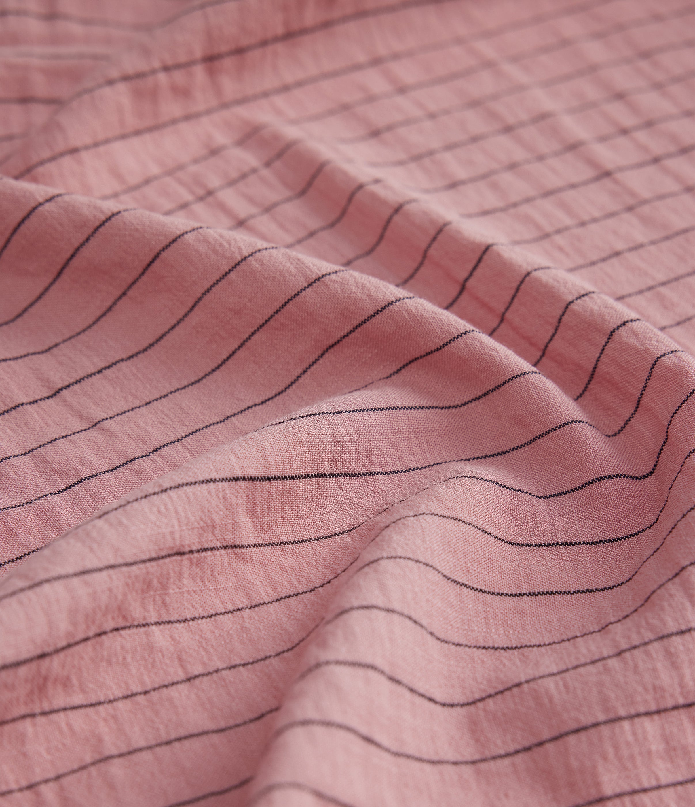 Short Sleeve Stripe Work Linen-Feel Shirt