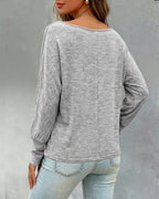 Women's Convertible Shoulder Batwing Sleeve Top Long Sleeve Loose Fit Casual Knit Tee