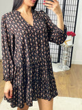 Melca Leaf Glitter Print Floaty Smock Dress