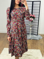 Millie Paisley Floral Detailed Midi Swing Dress