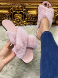 Dixon Faux Fur Cross Over Sliders