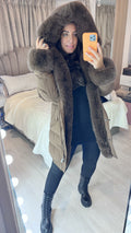 Vienna Chocolate Luxury Faux Fur Trim Coat