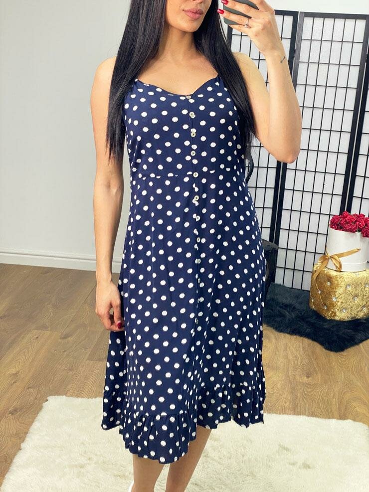 Marnel Polka Dot Button Swing Dress