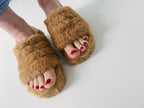 Codie Faux Fur Chunky Sling Back Sliders