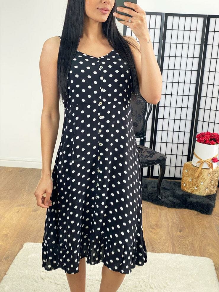Marnel Polka Dot Button Swing Dress