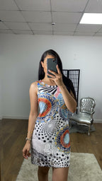 Maryam Multicolour Pattern Lace Double Layer Sleeveless Dress