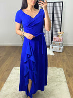 Avery Plain Ruffle Detailed Midi Dress