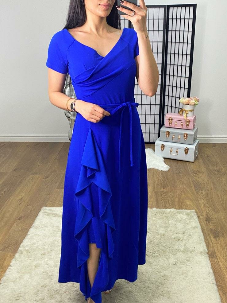 Avery Plain Ruffle Detailed Midi Dress